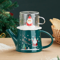 Коледен комплект чаша и кана за чай Santa Christmas