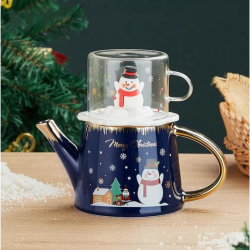 Коледен комплект чаша и кана за чай Snowman Christmas