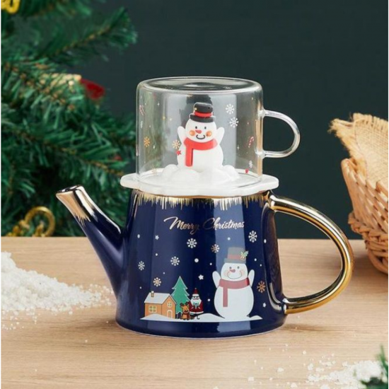 Коледен комплект чаша и кана за чай Snowman Christmasна най-ниска цена - podaratsi.bg