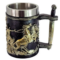 Халба за бира от полирезин - Римски Воин с колесница