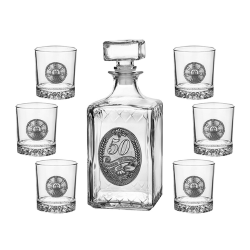 Комплект от 6 чаши за уиски с гарафа 50 г. юбилейна най-ниска цена - podaratsi.bg