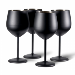 Метални чаши за вино Oak & Steel - 4 бр. в комплект, черни
