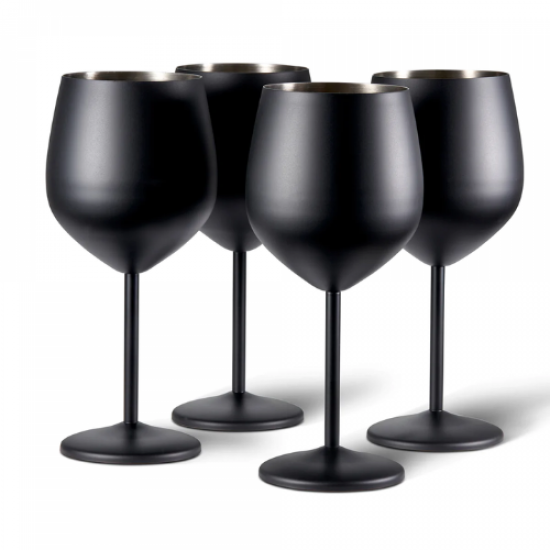 Метални чаши за вино Oak & Steel - 4 бр. в комплект, чернина най-ниска цена - podaratsi.bg