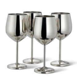 Метални чаши за вино Oak & Steel - 4 бр. в комплект, сребристи
