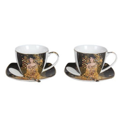 Комплект две чаши за чай с чинийки и лъжички - Адел Бош