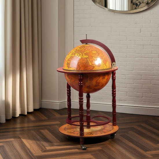 Луксозен минибар глобус със старинна карта и фина изработка