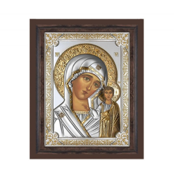 Икона Богородица с младенеца Сребро с Рамка