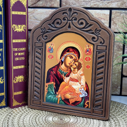 Икона Богородица с младенеца Дърворезбана най-ниска цена - podaratsi.bg