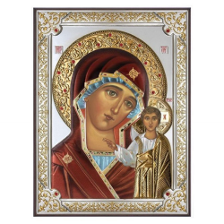 Сребърна Икона на Богородица с младенеца