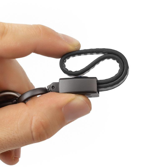 Луксозен ключодържател BMW от плетена еко кожа и полиран метал, подарък за нова кола