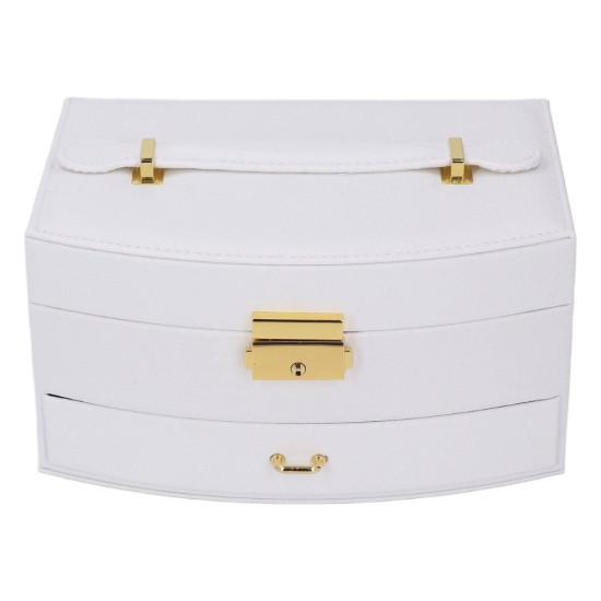 Идеална за съхранение на пръстени и гривни Отворена бяла кутия за бижута Bianca с огледало на капака