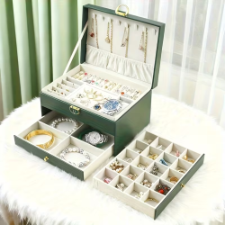 Голяма кутия за бижута с чекмеджета"Royal Green"