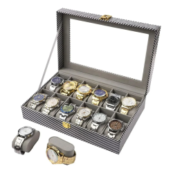 Кутия за съхранение на 12 часовника карбонова визия