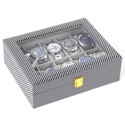 Кутия за съхранение на 12 часовника карбонова визия