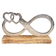 Символ на вечната любов и верността Сребриста метална фигура знак за безкрайност с две вплетени сърца