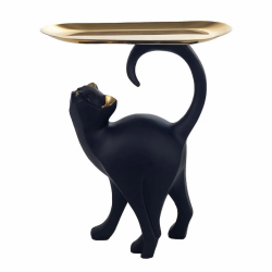 Статуетка "черна котка със златен поднос"