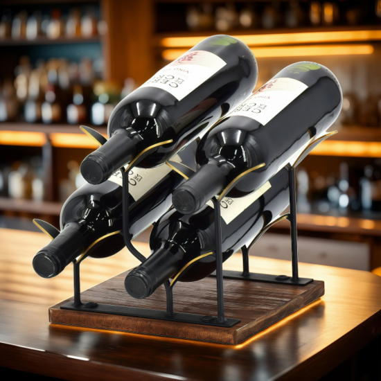 Съхранява 4 бутилки стабилно