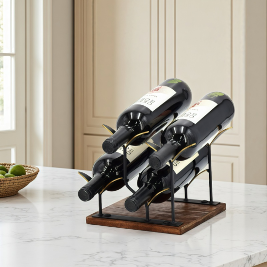 Съхранява 4 бутилки стабилно