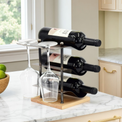 Стойка за 3 бутилки и чаши